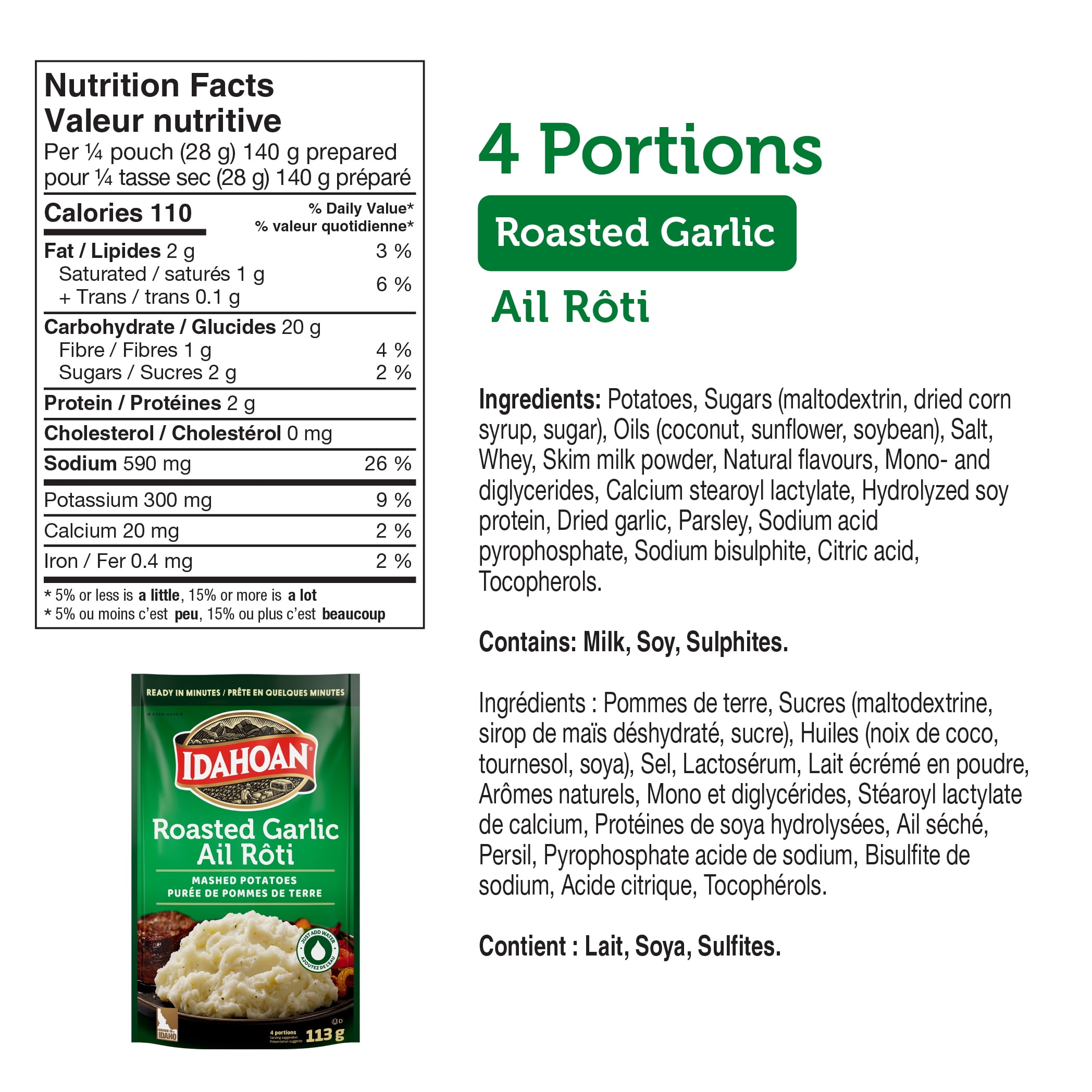Idahoan - Purée de pommes de terre à l'ail roti d'Idahoan