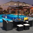 thumbnail image 4 of Costway 15Ft Patio Double-Sided LED Market Umbrella Crank Solar Powered Tan, 4 of 10
