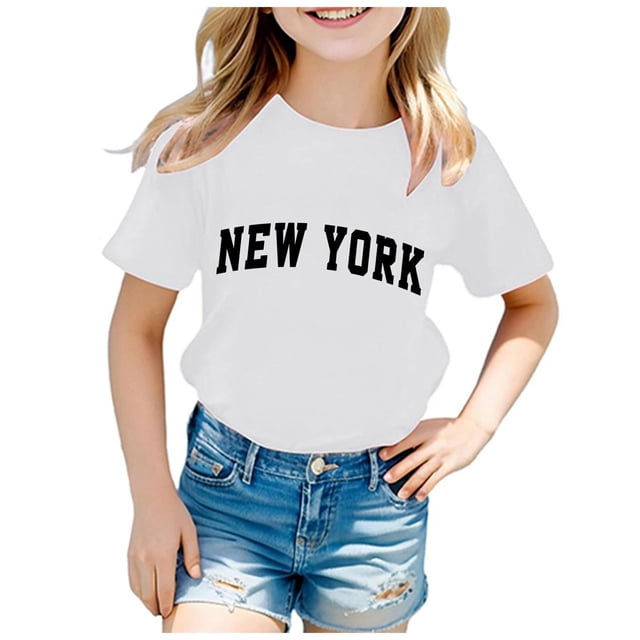 Landzoo One Chemises pour Ados Enfants Garçons Filles Décontractées Col Rond Manches Courtes Hauts à Lettres Respirants Confortables Beaux Chemises pour Enfants