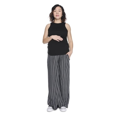 Pantalon à jambe large et taille à smocks Paisley Sky Maternité