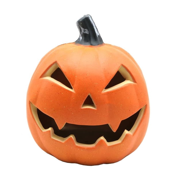 Halloween Led Lantern Pumpkin Design Resin Material 9.05X7.48 Inches Battery Not Included For Decor AS Show