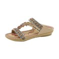 thumbnail image 2 of LSLJS Bohemian Flat Flower Rhinestone Sandals Outer Beach Sandals, Women's Slippers, 2 of 9