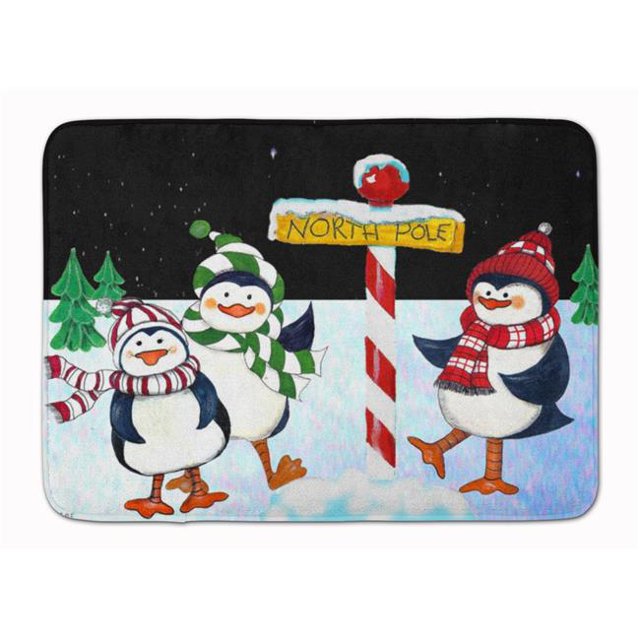 Carolines Treasures PJC1082RUG North Pole Welcomes You Penguins Machine Washable Memory Foam Mat