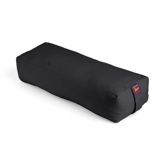 YOGAVNI Yoga Bolster - Small Rectangular -100% Cotton Cover & Cotton Batting Fill - 22in x 8in x 5in - Weight 3lb/1.4kg - Black