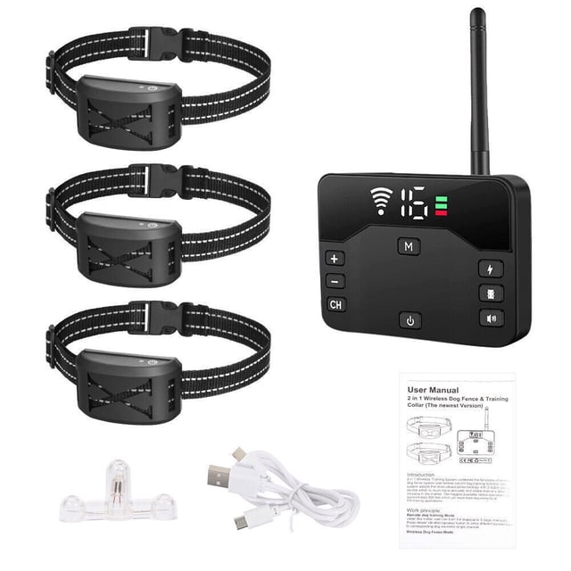 EASTIN Wireless Electric Dog Fence Pet Containment System Shock Collars For 1/2/3 Dogs
