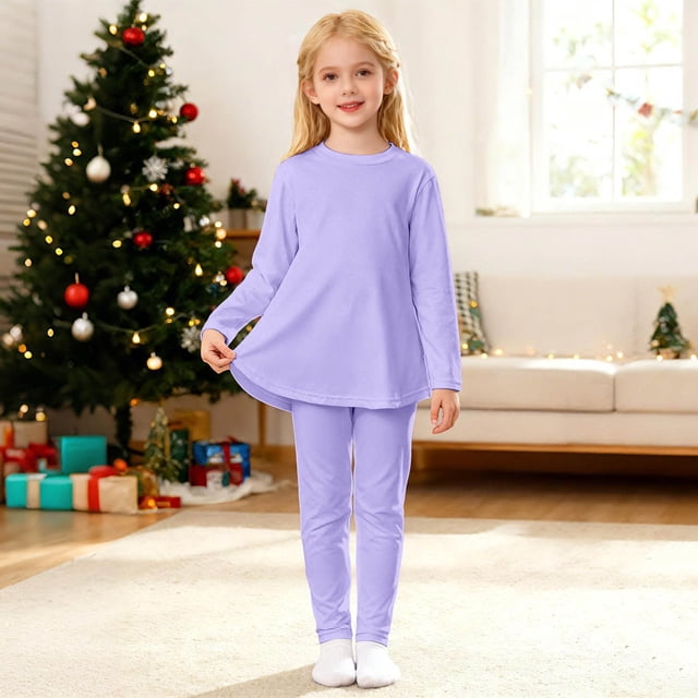 WENXIAOO Ensemble de Pyjama pour Enfants 2 Pcs Robe à Manches Longues avec Pantalon Pyjama Décontracté pour Filles Ensemble de Pyjama pour Filles Taille 9-10 Ans