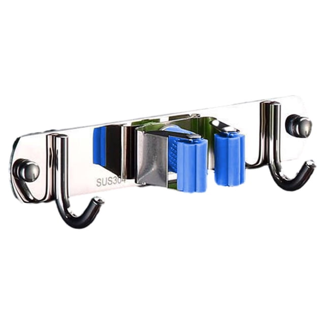 ZheElen Support Pratique pour Écouvillon en Acier Inoxydable - Fabrication Résistante à la Corrosion, Rapide, Robuste, Support Multifonction pour Écouvillon, Porte-Balai Bleu 1 Pince et 2 Crochets 1 Ensemble