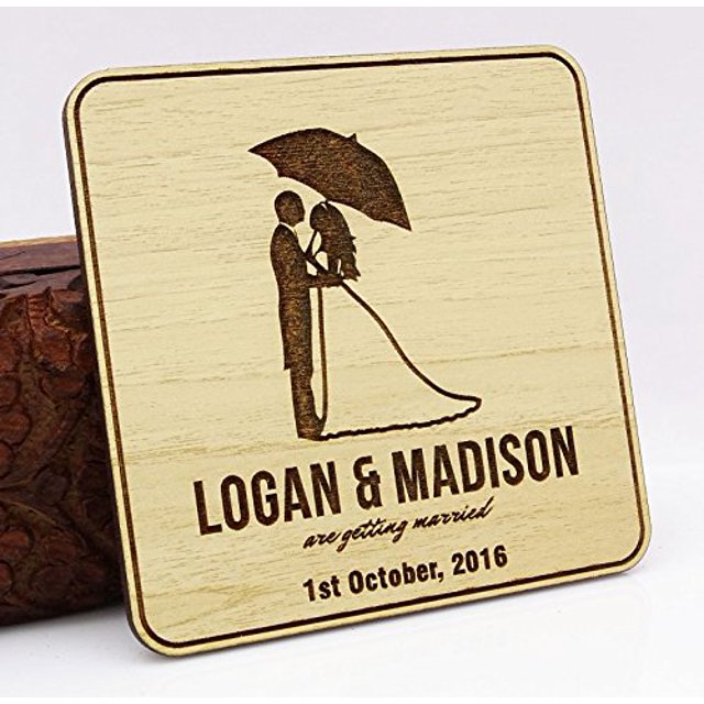 Rustic Wedding Save The Date Wooden Magnet 30 Custom Engraved Wooden Magnet Personalized Gift