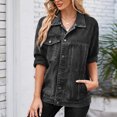 thumbnail image 5 of Posijego Veste en Denim pour Femme Tendance à Manches Longues à Revers Boutonnée Vestes en Jean Mode Décontractée Manteau, 5 of 5