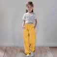 thumbnail image 2 of WENXIAOO Teen Boys Sweatpants Drawstring Jogger Sweatpants With Pockets Solid Color Yellow Sweatpants Girls Kids Spring Fall Sweatpants Size 13-14 Years, 2 of 7