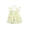 thumbnail image 2 of Xingqing 4 Couleurs d'Été Bébé Filles Mignonne Robe Fleurs Imprimées sur l'Épaule Sans Manches A-Ligne Mini Robe, 2 of 7