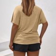 thumbnail image 3 of Timegard Womens Tops Plus Size Side Ruched Drop Shoulder Crewneck Short Sleeve Workout Top Comfy Casual, 3 of 6