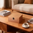thumbnail image 1 of Material Storage Box Brown Wooden Storage Box with Flipping Cover and Latch for Home Office Organization,M(1PCS) JASKFLY, 1 of 8