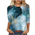 thumbnail image 2 of UPPADA Blouses pour Femmes Grande Taille à Manches 3/4, T-Shirts à Imprimé Floral Teintable, Chemises Décontractées Tendance à Col Rond, Chandails Confortables à Enfiler, Hauts Blouses Mignons d'Été, Chemises à Manches 3/4 pour Femmes, Économie, 2 of 5