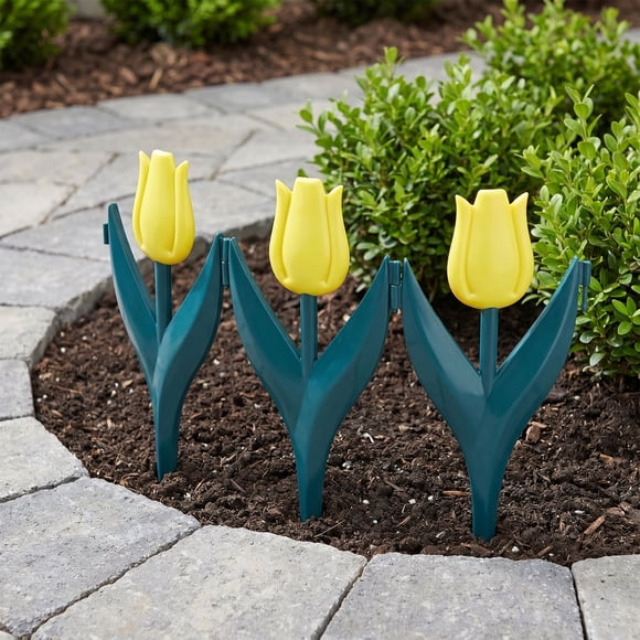 Plastic Garden Edging, 6 Pack Flower Bed Border Fence for Pathways Yard