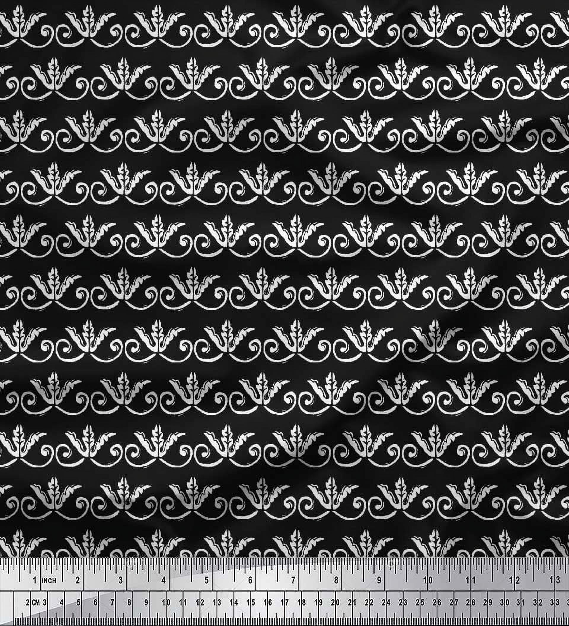 Soimoi Poly Georgette Fabric Dot,Swirl & Floral Block Print Sewing Fabric Yard 42 Inch Wide