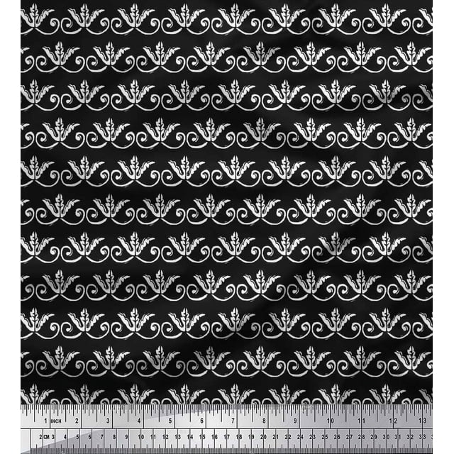 Soimoi Poly Georgette Fabric Dot,Swirl & Floral Block Print Sewing Fabric Yard 42 Inch Wide