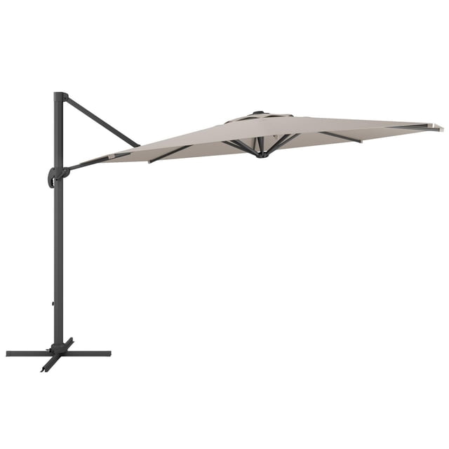 CorLiving 11.5ft Deluxe Durable Canopy Offset Titling & Rotating Patio Umbrella with Aluminum Frame