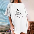 thumbnail image 2 of Hauts d'Été pour Femmes 2023 Mode pour Femmes Imprimé Love Col Rond Ample T-shirt à Manches Courtes Haut Blouse Chandail, 2 of 5