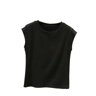 Plebaso Womens Summer Tops Ribbed Knit Sleeveless Tank Tops for Women Crew Neck Soft Casual Tee Shirts