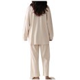 thumbnail image 4 of Yuyuzo Ensemble de Pyjama pour Femmes 2 Pcs Col Ras du Cou Manches Longues Haut à Enfiler Vêtement de Nuit Pantalon à Jambe Grand Ensembles de Pjs Tenue d'Intérieur, 4 of 5