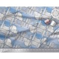 thumbnail image 2 of Soimoi Blue Poly Georgette Fabric London Theme Architectural Print Fabric by the Yard 42 Inch Wide, 2 of 3