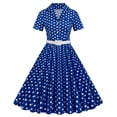thumbnail image 1 of Birdeem Robe de Soirée Vintage à Manches Courtes et Col en V pour Femmes, Confortable pour l'Été, Imprimé à Pois, 1 of 5