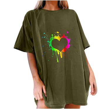 Pisexur Pride Shirts Womens LGBT Gay Pride Tshirt Rainbow Heart Tee Tops