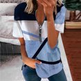 thumbnail image 2 of Birdeem Mode Femmes Été Col en V Manches Courtes Imprimé Fermeture Éclair T-Shirt Blouse Décontractée, 2 of 6