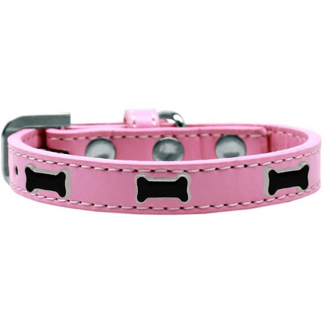 Collier pour Chien Noir Widget Os Rose Clair Taille 12