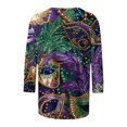 thumbnail image 5 of Penkiiy Blouse Carnaval pour Femmes Mardi Gras Mode Imprimée Décontractée Col Rond Manches 3/4 T-shirt Blouse L Multicolore, 5 of 5