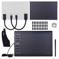 thumbnail image 1 of 10x6 Inch Professional Graphics Drawing Tablet 12 Express Keys with 8192 Levels Battery-Free Stylus/30pcs Nibs/Pen Clip/2pcs OTG Cable/Copy Film/Hand Feeling Film/Glove Support PC/Laptop Con, 1 of 7