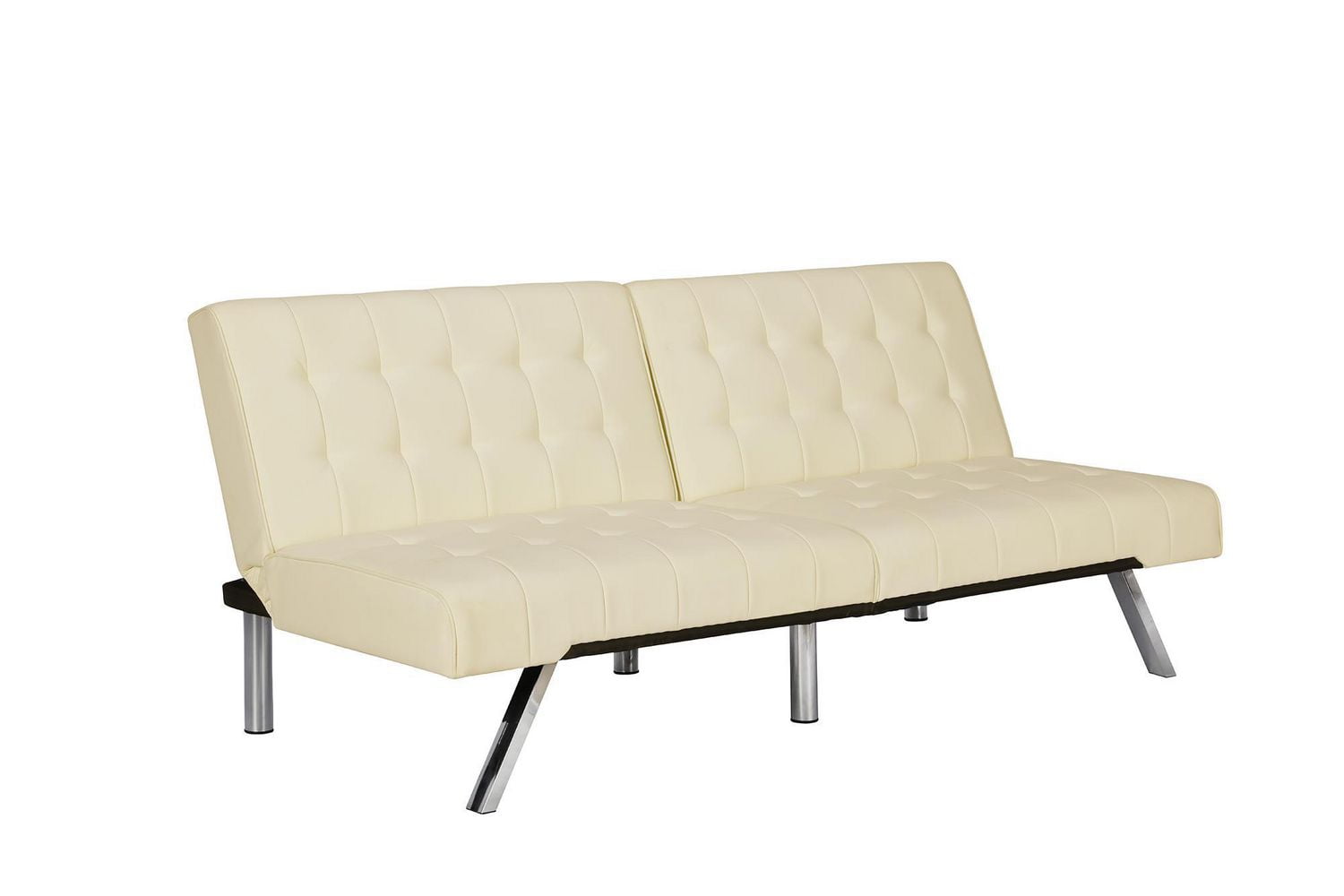 Canapé futon convertible capitonné Evie de DHP, simili cuir vanille