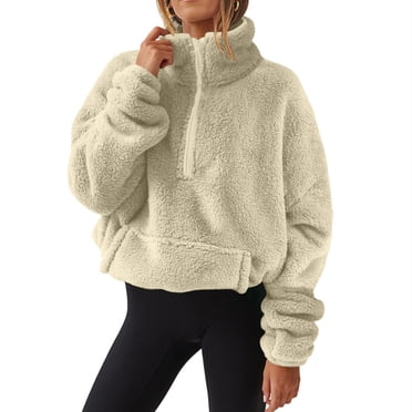 Mgmyaa Women's Oversized Fleece Sweatshirt Pullover Half Zip Long Sleeve Soft Warm Long Sleeve Winter Clothes with Pockets
