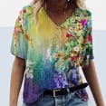 thumbnail image 2 of Plus Size Women Short Sleeve Printed V-Neck Tops Tee T-Shirt Blouse, 2 of 9