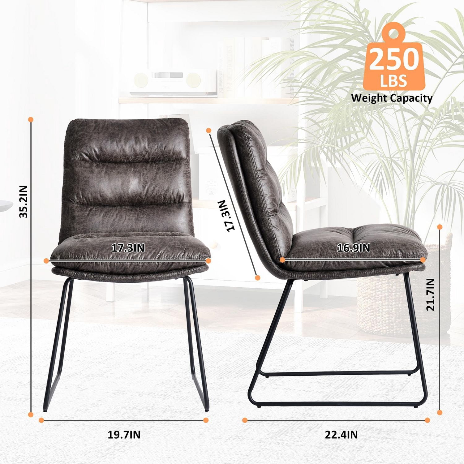 Homy Casa 5 Piece Dining Room Set - Rectangular Dining Table and 4 Industrial Side Chairs for 4 Person