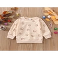 thumbnail image 2 of Pull Décontracté Printemps Automne pour Filles Tout-Petits Beige Manches Longues Col Rond Imprimé Père Noël, 2 of 9