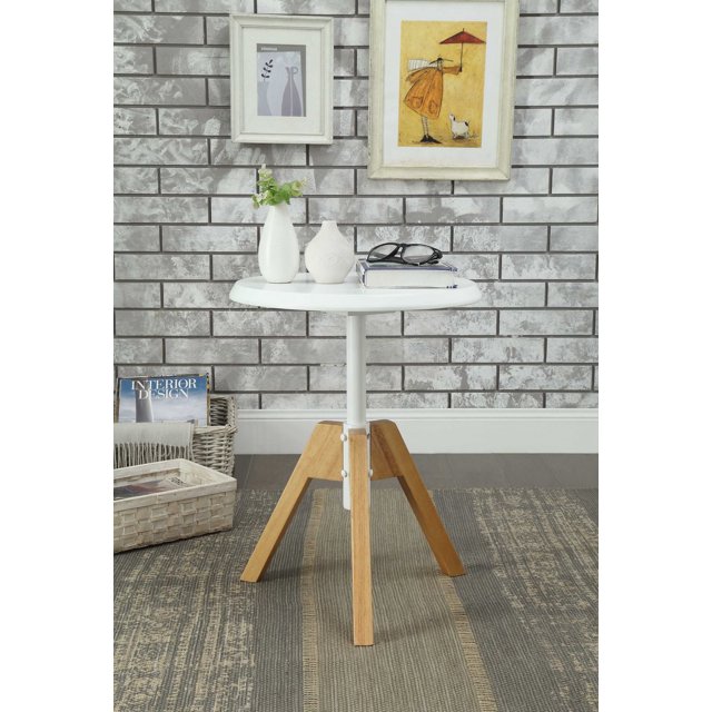 Table de bout Lumina d'ACME, blanc et bois naturel