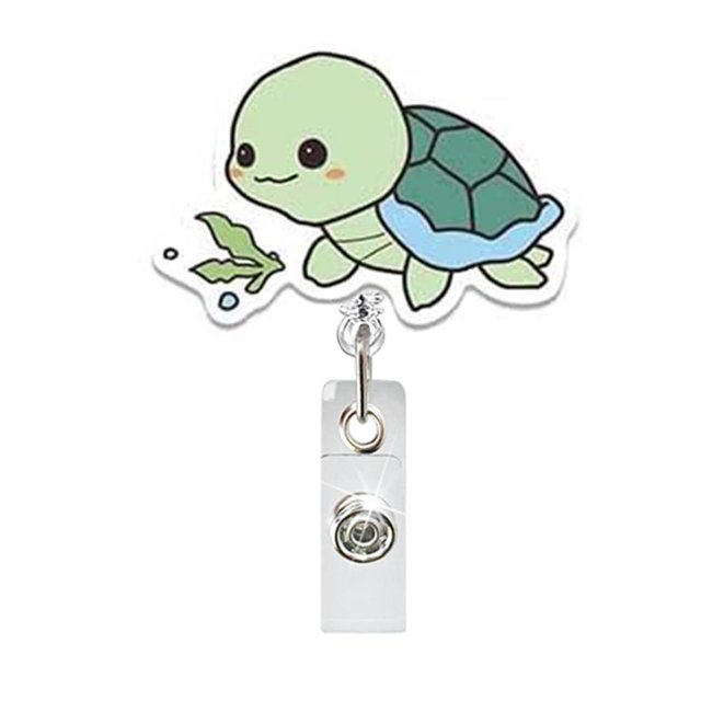 Cute Acrylic Turtle Retractable Badge Reel Rotating ID Badge Holder for Doctor Nurse Teacher Student