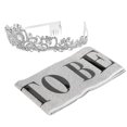 thumbnail image 2 of Kit de Couronne Écharpe de Mariée, Couronne Écharpe de Mariée de Fête Design Réglable Strass Étincelant Décoratif pour Fêtes Argent, 2 of 8