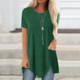 thumbnail image 2 of Pompotops T-shirt Blouse Femme Grande Taille à Boutons, Col Rond, Manches Courtes, Irrégulier, 2 of 5