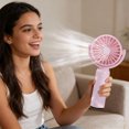 thumbnail image 2 of E Portable Handheld Mini Fan With 180 Degree Rotating Head 3 Speed Settings Removable Washable Mesh Cover Usb Rechargeable Pink, 2 of 7