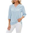 thumbnail image 1 of RKSTN Tops for Women Trendy Spring Summer Solid Color Lace V-neck Short Sleeve T-shirt Temperament Loose Plus Size Tops, 1 of 4