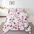 thumbnail image 1 of Erosebridal Literie Fleurs de Cerisier Roses Ensemble de Couette Grand, Couette Papillon Girly, Réversible 3 Pcs, 1 of 8