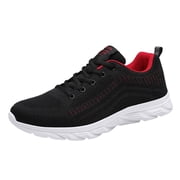 Mens Walking Sneakers Clearance Fashion Men Mesh Mountaineering Casual Sport Shoes Lace Up Solid Color Running Breathable Soft Bottom Sneakers Male Shoes(Red,10)