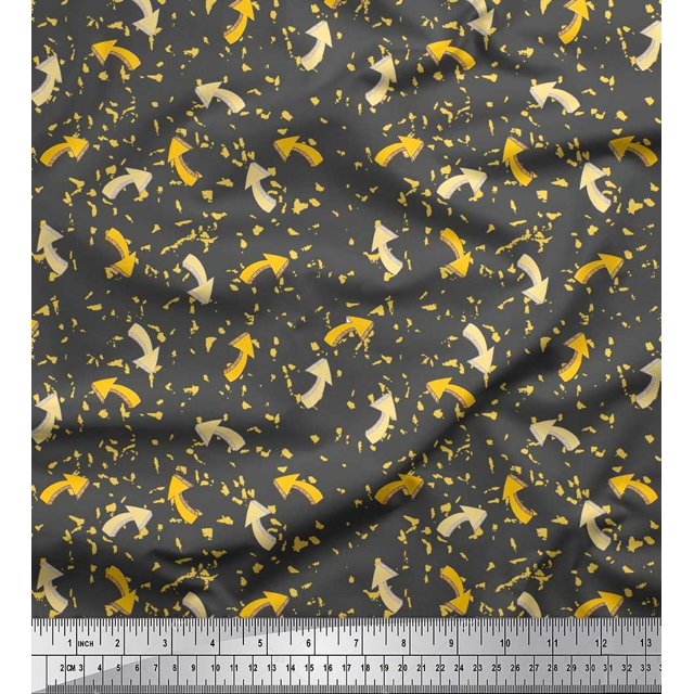 Soimoi Gray Heavy Satin Fabric Abstract & Arrow Symbol Print Fabric by the Yard 54 Inch Wide