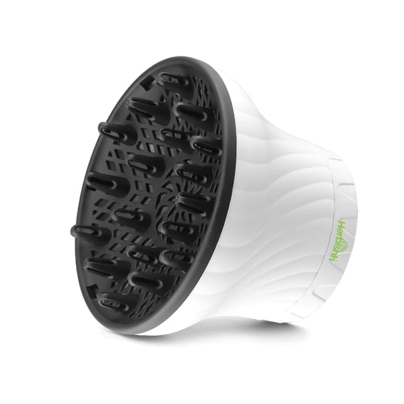 Herbishh Universal Hair Dryer Diffuser - Adjustable 3.5-8 Cm Rotary Clip For Curly & Wavy Hair Even Heat Reduces Frizz & Adds Volume Heat-Resistant Air Hood For Effortless Curl Definition (White)