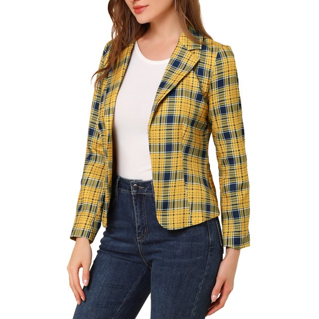 Unique Bargains Juniors Blazer Ouvert à Manches Longues avec Revers Cranté