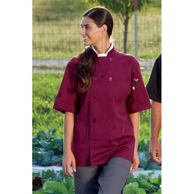 Uncommon Threads 0415-0301 Manteau de Chef à Manches Courtes Extra Small en Bourgogne
