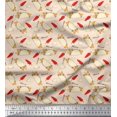 thumbnail image 1 of Soimoi White Rayon Fabric Red Chilli & Tacos Food Decor Fabric Printed Yard 56 Inch Wide, 1 of 1